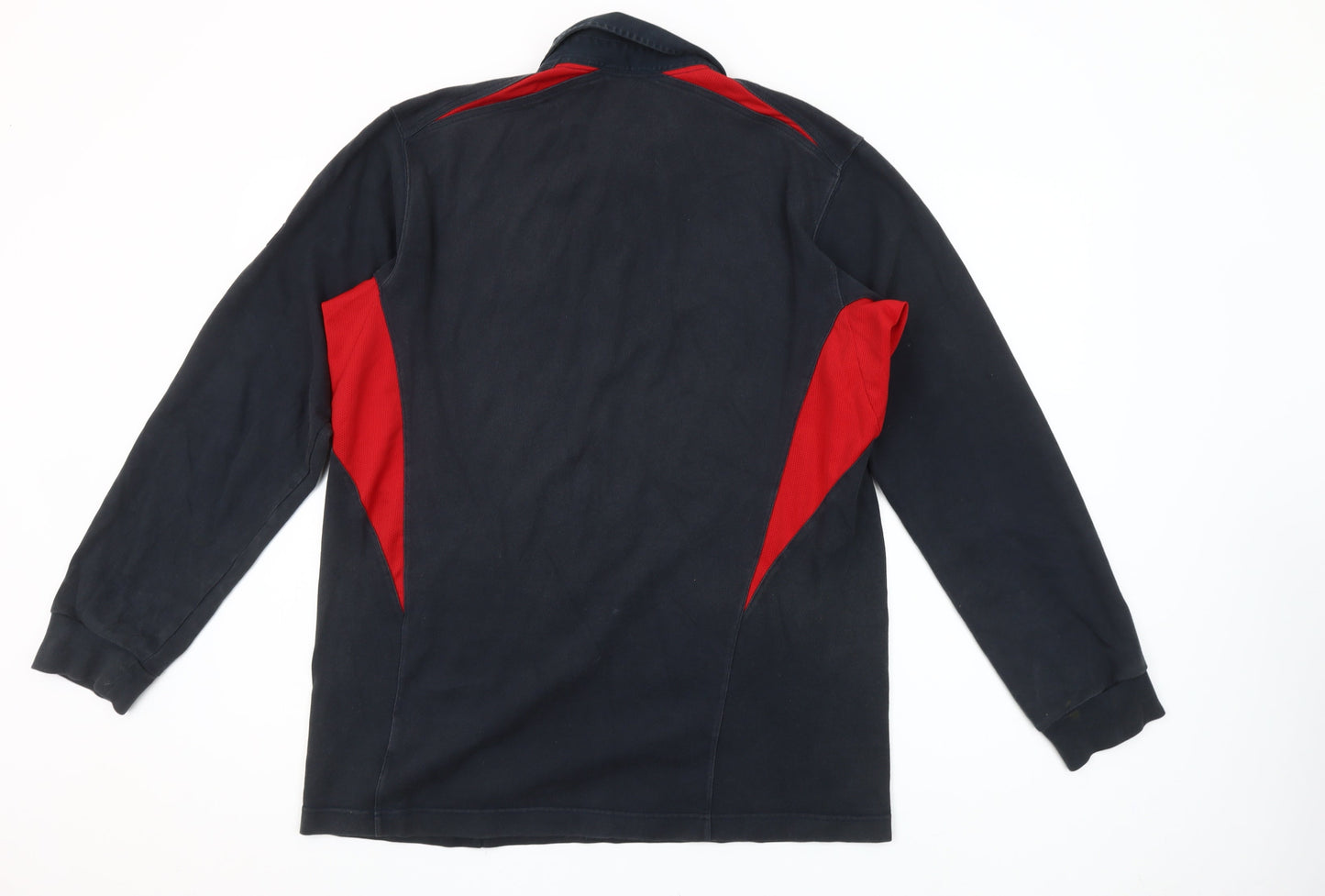 Nike England Rugby Black Red Long Sleeve Men's L Cotton Polo Shirt