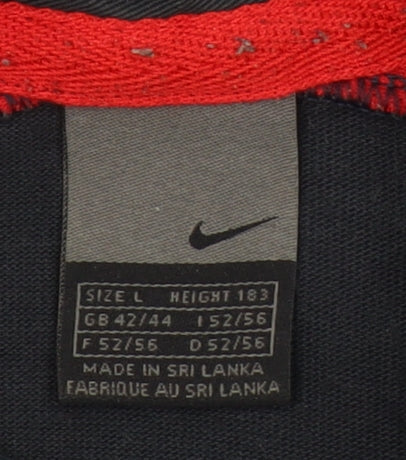 Nike England Rugby Black Red Long Sleeve Men's L Cotton Polo Shirt