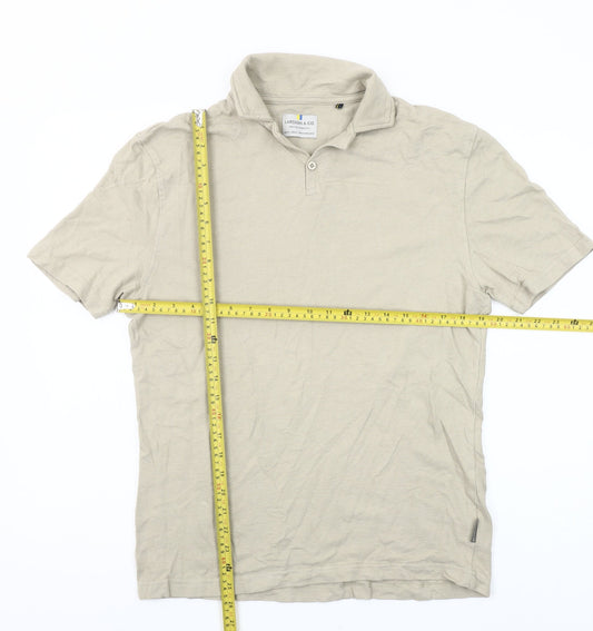 Larsson & Co Men's Beige Cotton Short Sleeve Polo Shirt M