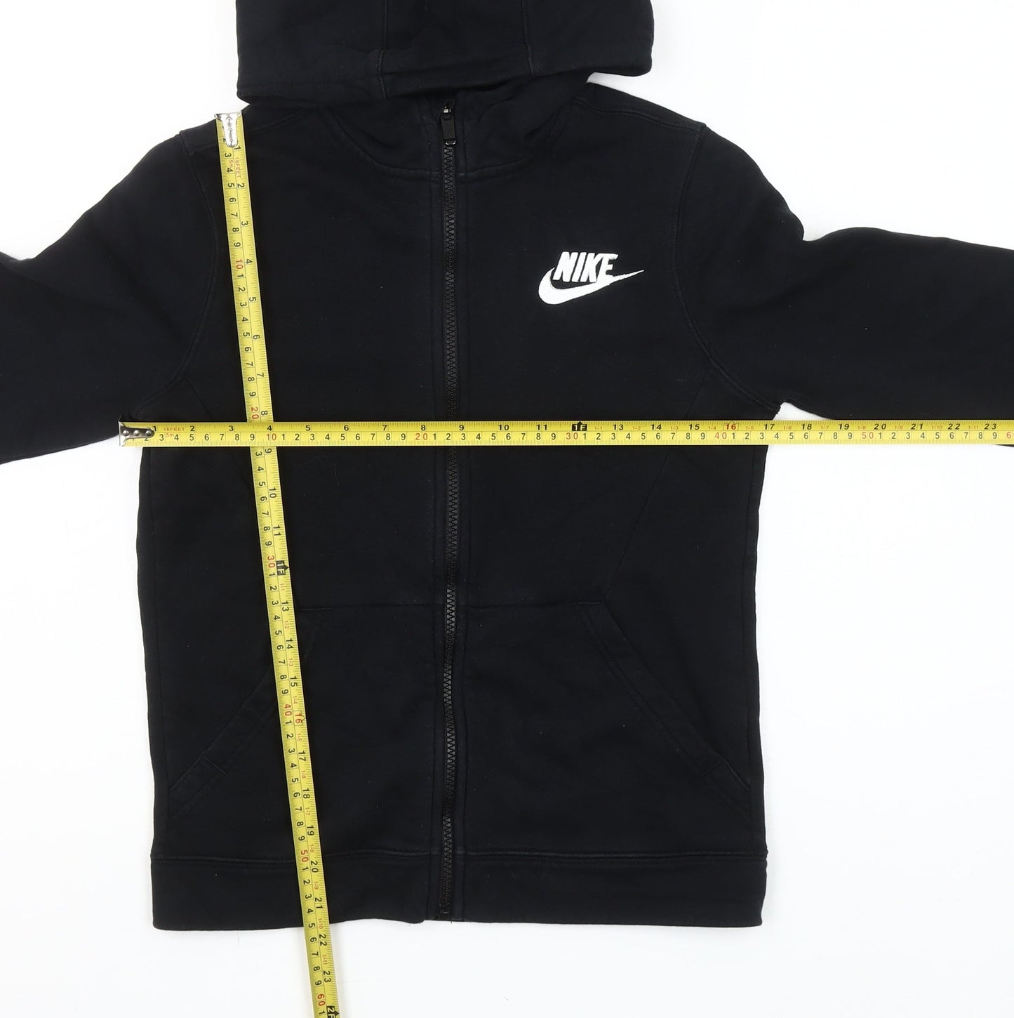 Nike Girls Black Full Zip Hoodie L 147-158cm Sports Fleece Sweatshirt