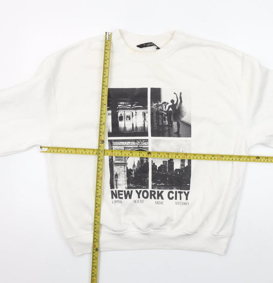 Dunnes Women Cream New York City Graphic Pullover Sweatshirt M