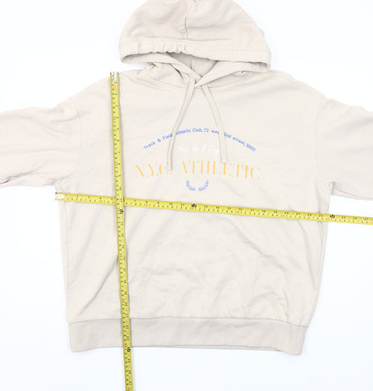 H&M Womens Beige NYC Athletic Pullover Hoodie Size S Cotton Blend