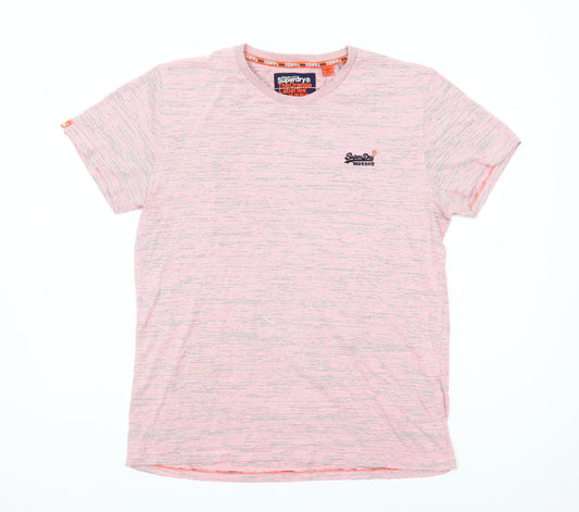 Superdry Men's Pink XL Crew Neck Short Sleeve T-Shirt