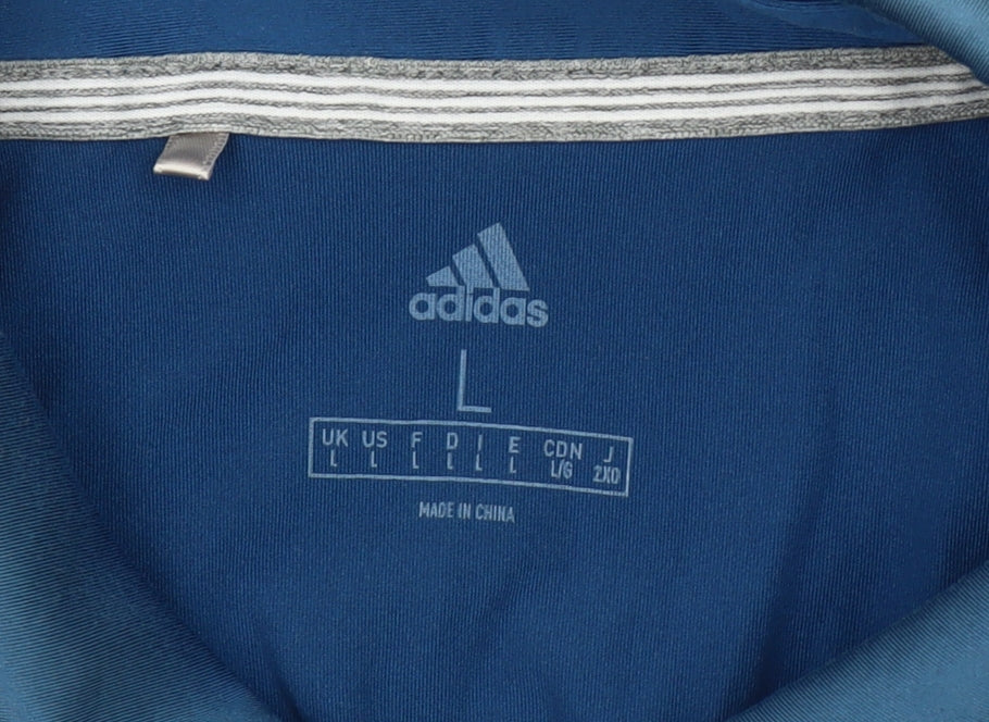 Adidas Men's Blue Striped Golf Polo Shirt Size L Activewear Stretch