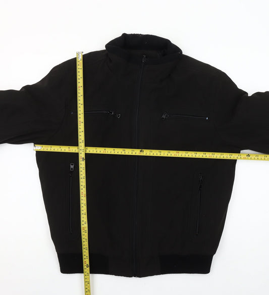 VANZEER Men's Black Bomber Jacket M Cotton Viscose Zip Casual