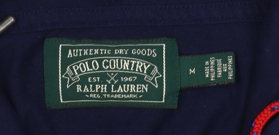 Ralph Lauren Men's Blue Pullover Hoodie M Polo Sportsman Graphic Cotton