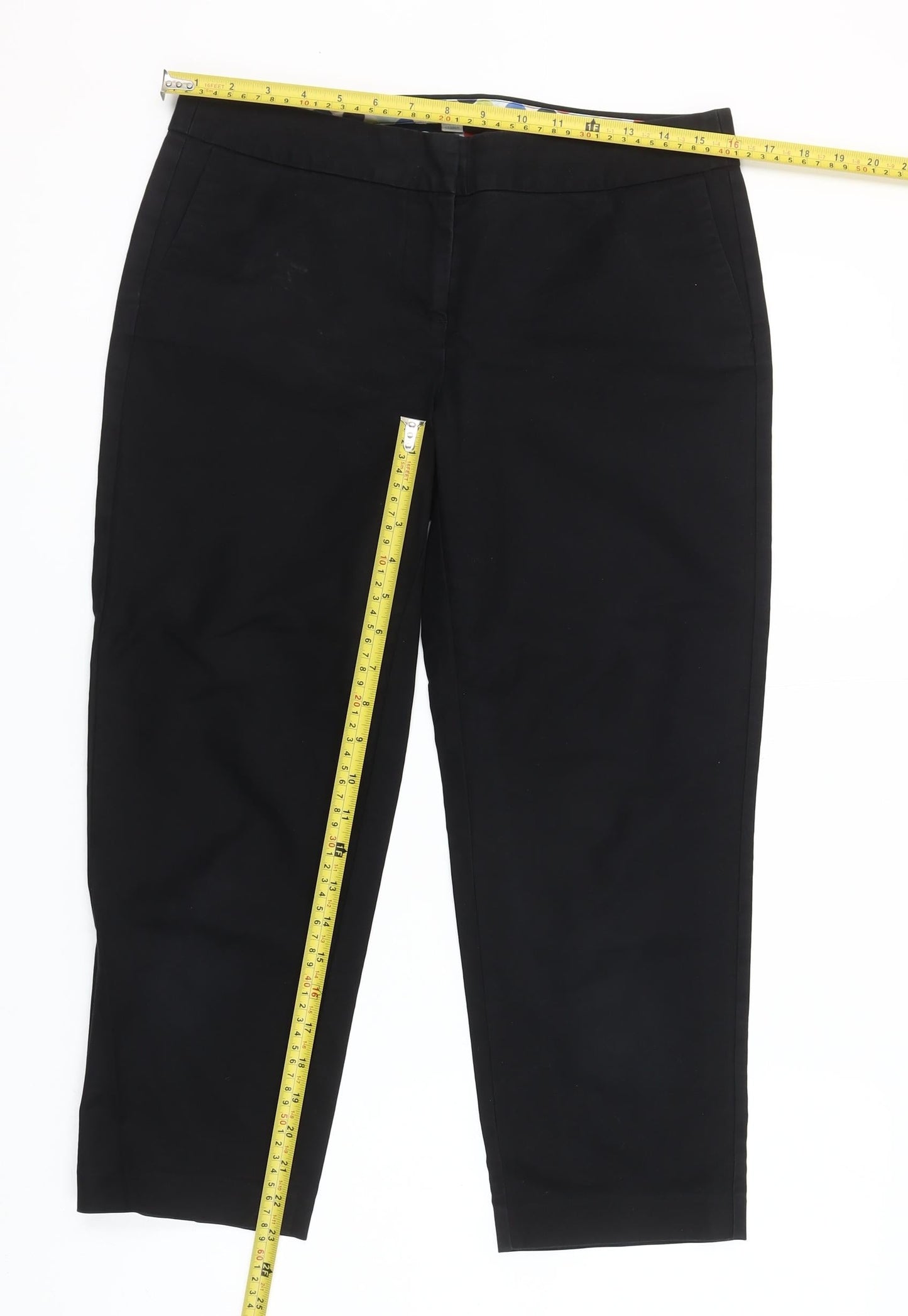 Boden Women's Black Slim Cropped Stretch Cotton Trousers Size 10R