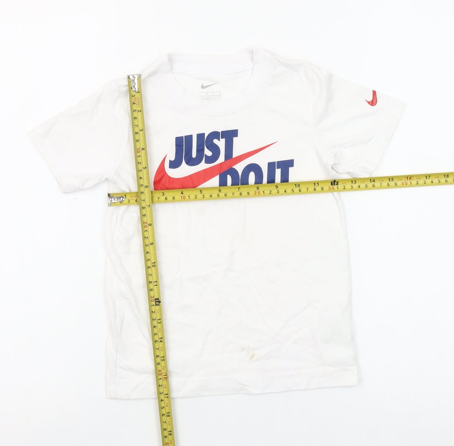 Nike Girls White Just Do It Graphic T-Shirt 5-6 Years Cotton Blend