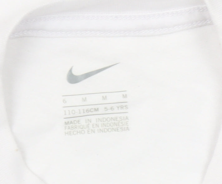 Nike Girls White Just Do It Graphic T-Shirt 5-6 Years Cotton Blend