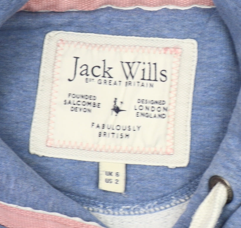 Jack Wills Womens Blue Pullover Hoodie UK 6 Cotton Blend Casual