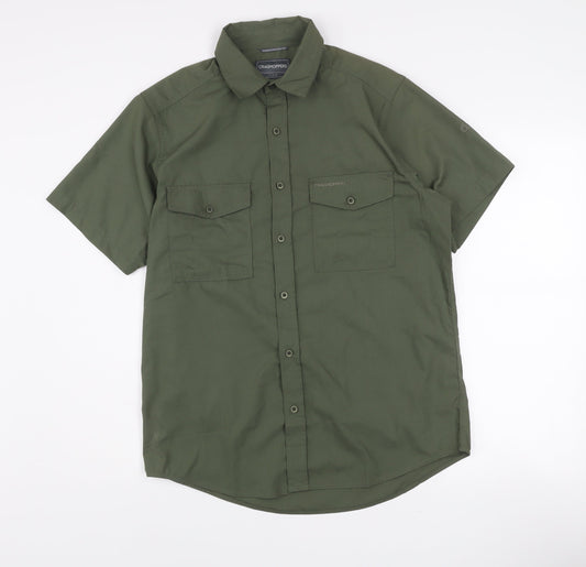 Craghoppers Men's Green Short Sleeve Hiking Button-Up Shirt S Regular Fit