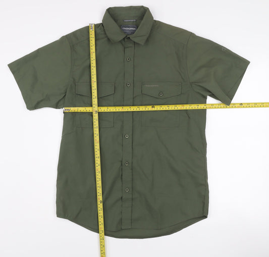 Craghoppers Men's Green Short Sleeve Hiking Button-Up Shirt S Regular Fit