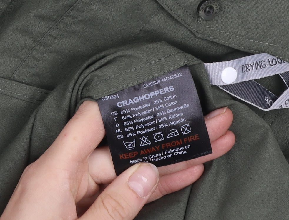 Craghoppers Men's Green Short Sleeve Hiking Button-Up Shirt S Regular Fit