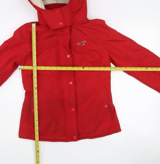 Hollister Women’s Red Hooded All-Weather Jacket Size S