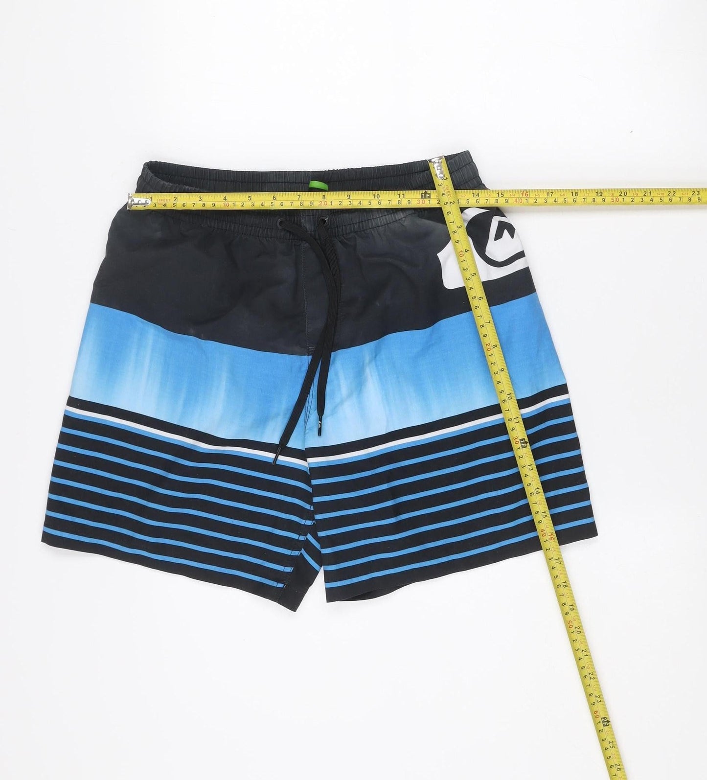 Quiksilver Men's Blue Black Striped Swim Shorts Size S Board Shorts