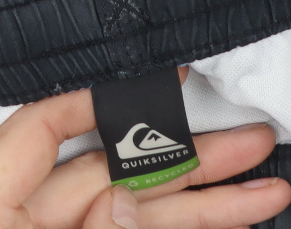 Quiksilver Men's Blue Black Striped Swim Shorts Size S Board Shorts