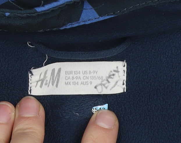 Additional view of H&M boys’ blue star print soft shell hooded jacket 8-9 years waterproof windproof