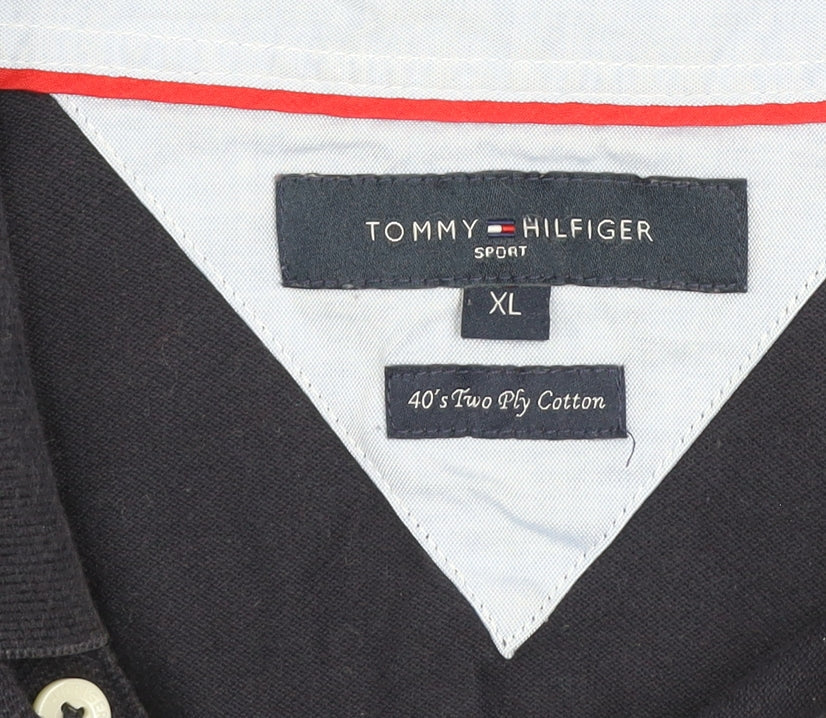 Tommy Hilfiger Men’s Black XL Polo Shirt 100% Cotton Short Sleeve