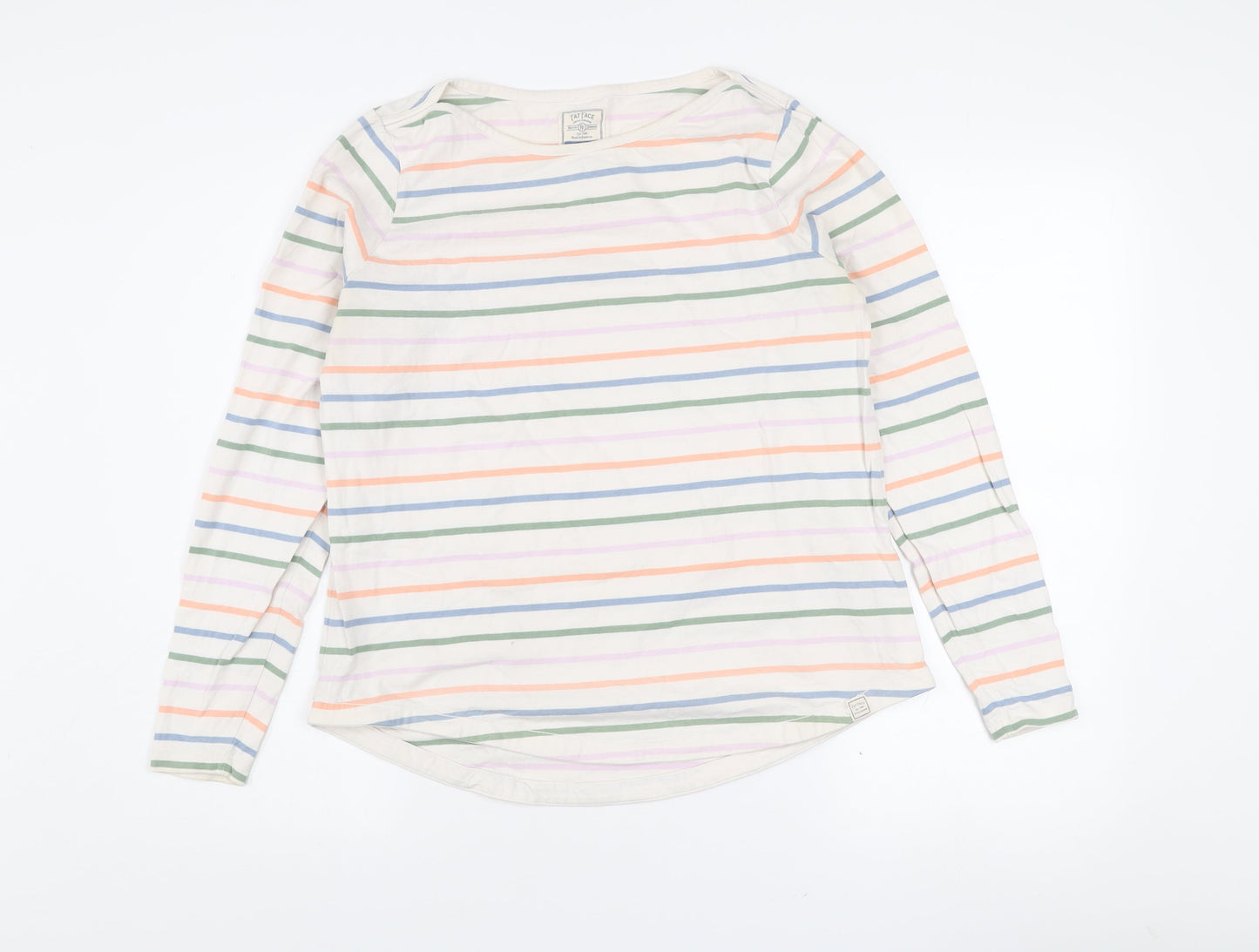 Fat Face Women’s Multicoloured Striped Cotton Long Sleeve T-Shirt UK 12