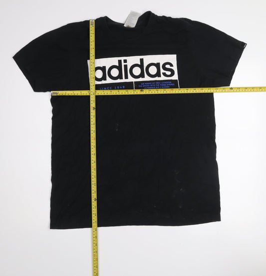 Adidas Men's Black Logo Graphic T-Shirt Size L Cotton
