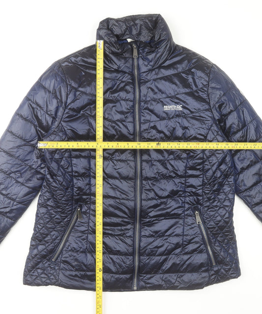 Regatta Womens Blue Quilted Puffer Jacket Size 18 Lightweight Zip Front