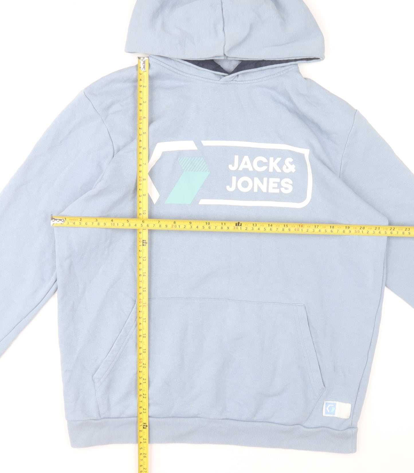 Jack & Jones Men's Blue Logo Pullover Hoodie Size L