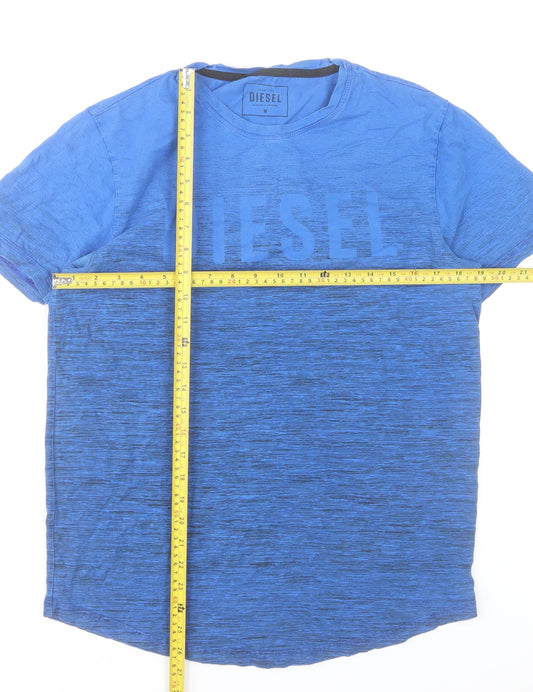 Diesel Men Blue Cotton Crew Neck Logo Short Sleeve T-Shirt M