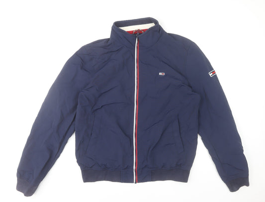 Tommy Jeans Men’s Blue Bomber Jacket Size L Regular Fit Zip Up