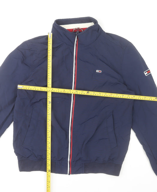 Tommy Jeans Men’s Blue Bomber Jacket Size L Regular Fit Zip Up