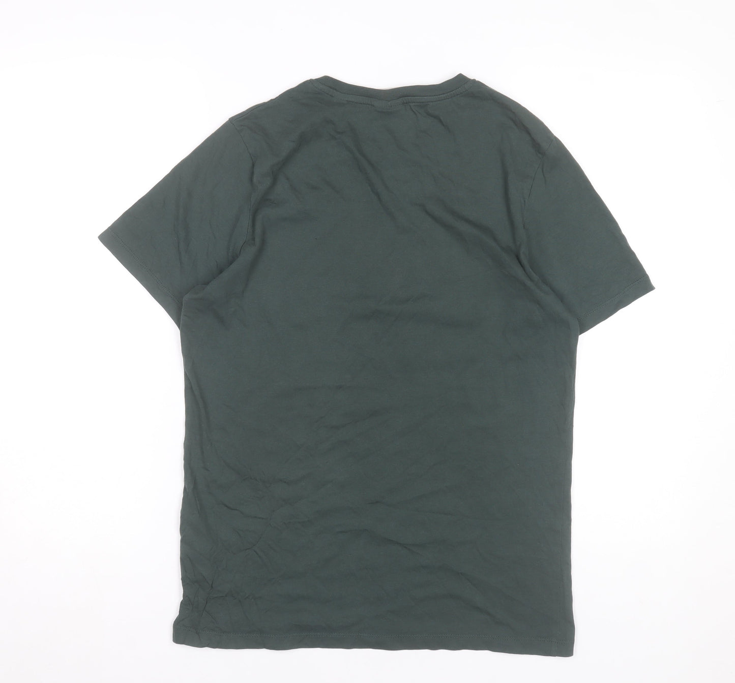 Jack & Jones Men’s Green Graphic Logo T-Shirt M Cotton Crew Neck