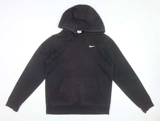 Nike Mens Black Pullover Hoodie Size M Logo Fleece Sweatshirt