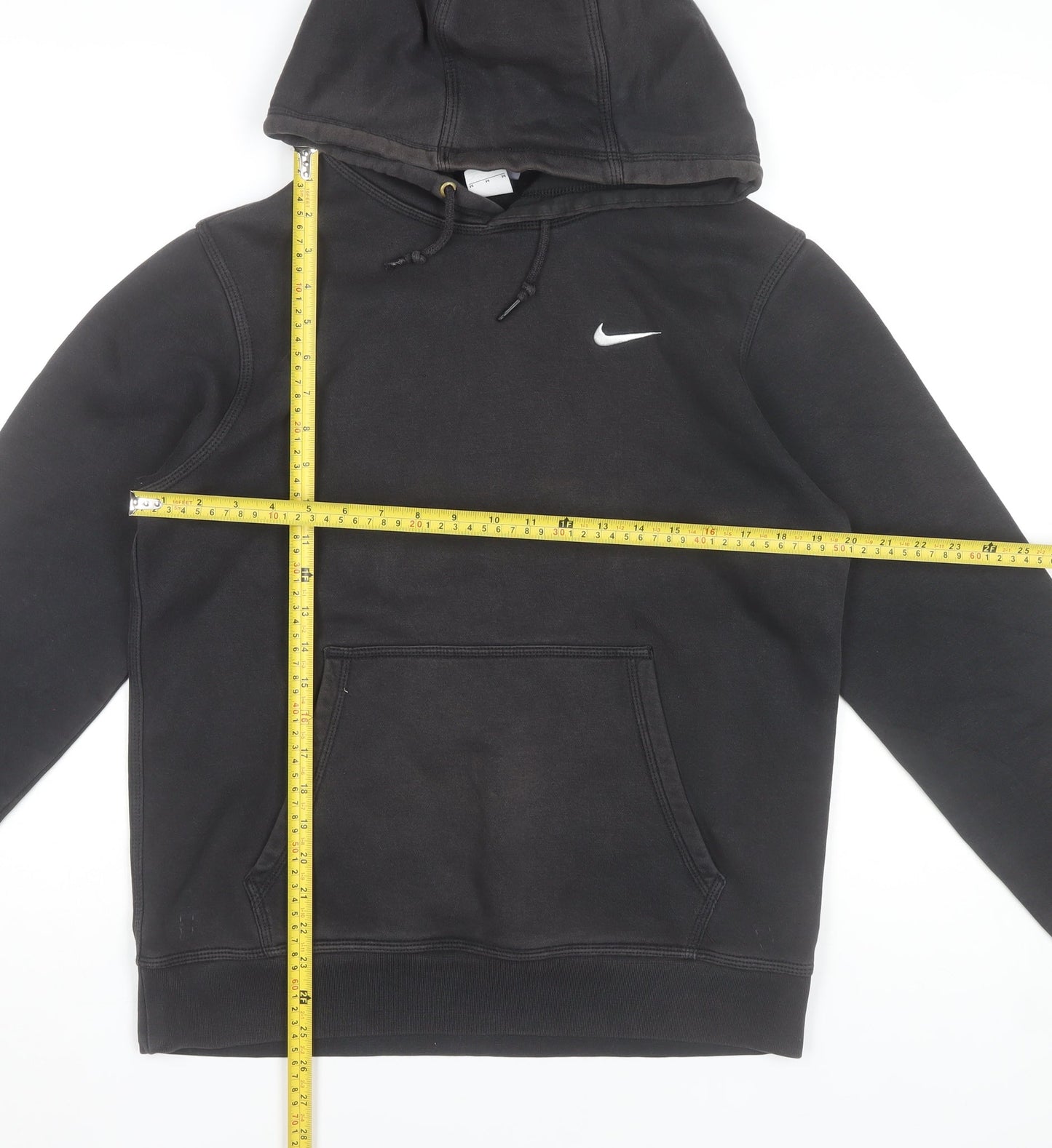 Nike Mens Black Pullover Hoodie Size M Logo Fleece Sweatshirt