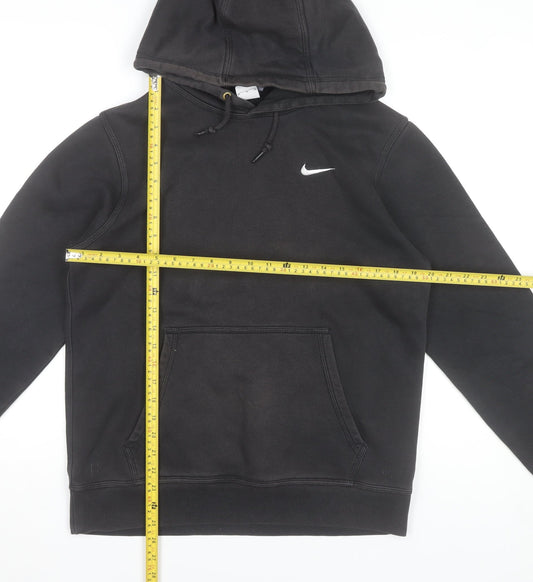 Nike Mens Black Pullover Hoodie Size M Logo Fleece Sweatshirt