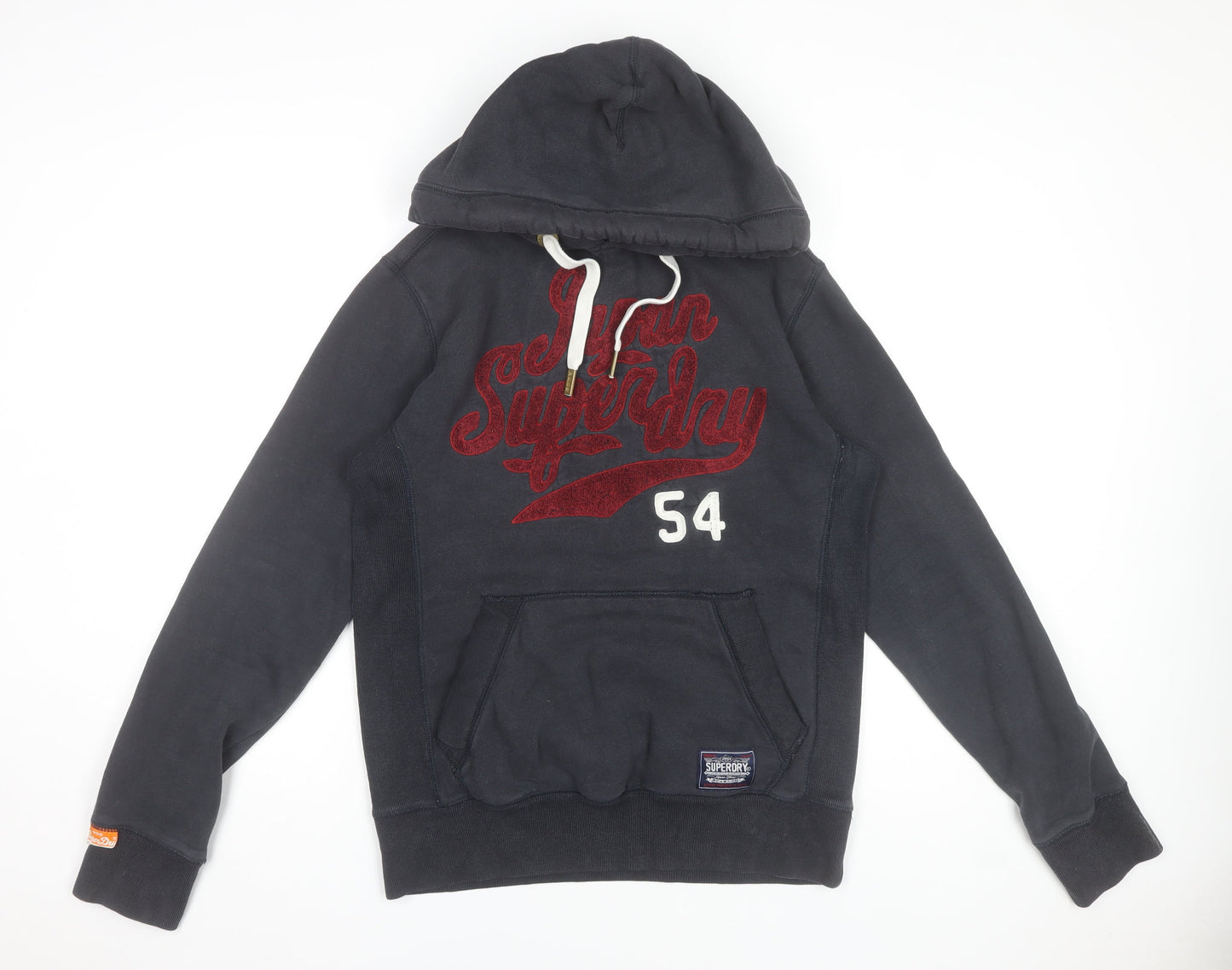 Superdry Men's Black Medium Pullover Hoodie with Red Logo