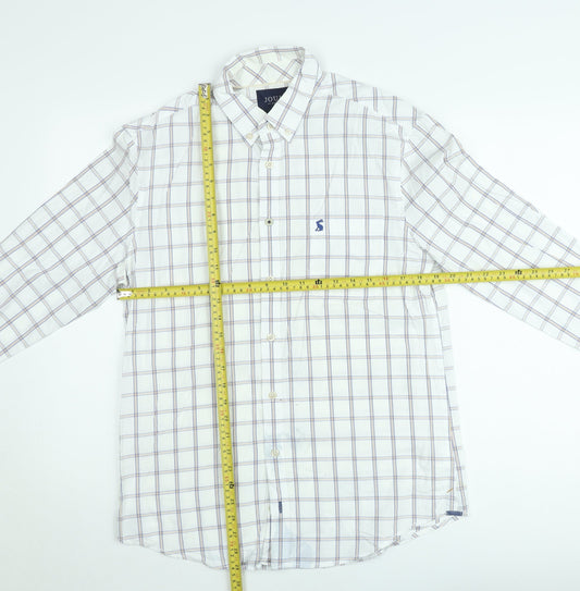 Joules Men's White Check Long Sleeve Button-Down Casual Shirt M