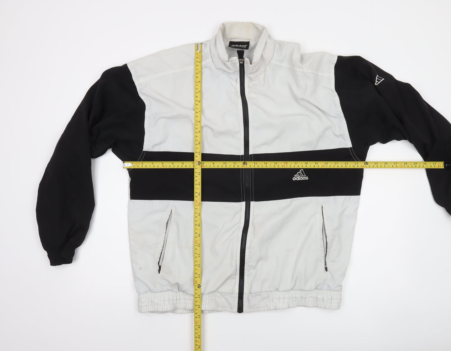 Adidas Men's Black & White Windbreaker Jacket Size M