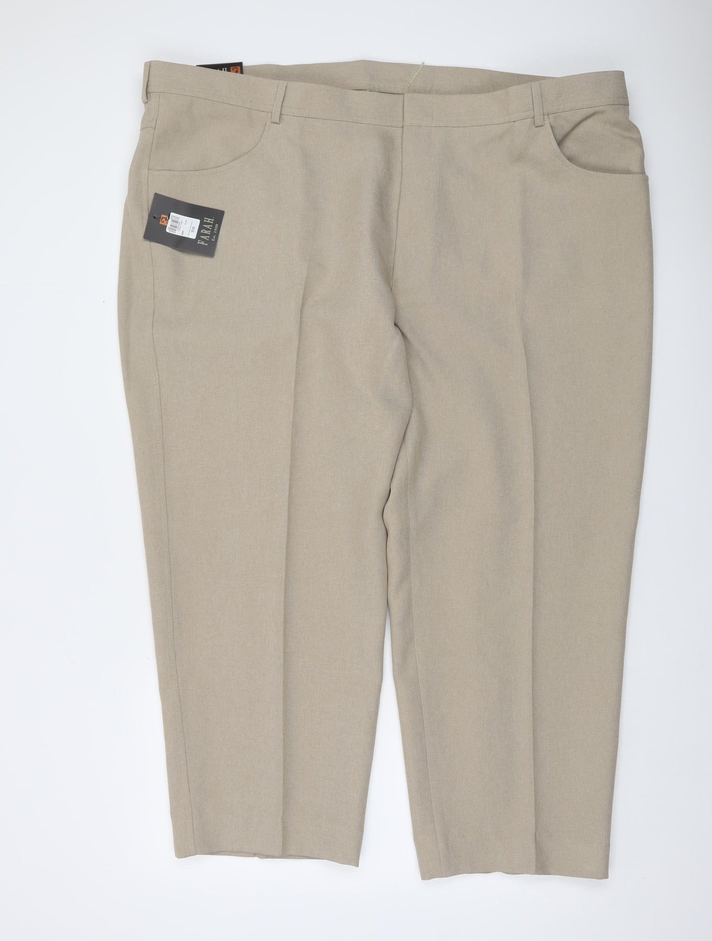 Farah Men's Beige Dress Pants Trousers 50W 29L Regular Fit