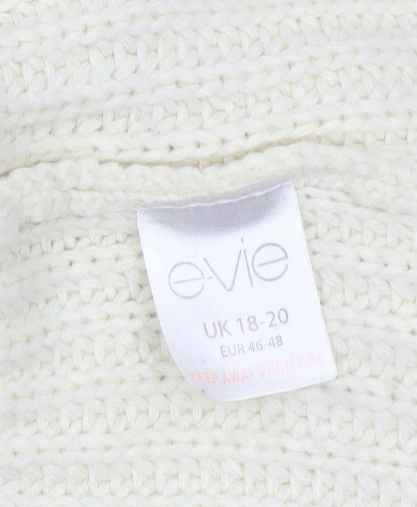 Additional view of Evie Women Ivory Chunky Knit Open Cardigan UK 18-20