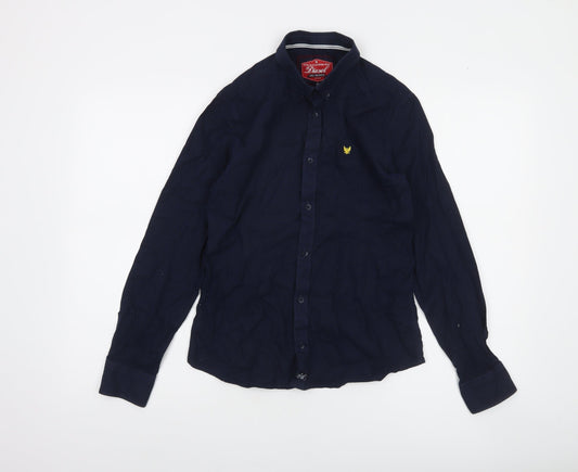 Diesel Boys Navy Blue Long Sleeve Cotton Button-Up Shirt Age 13