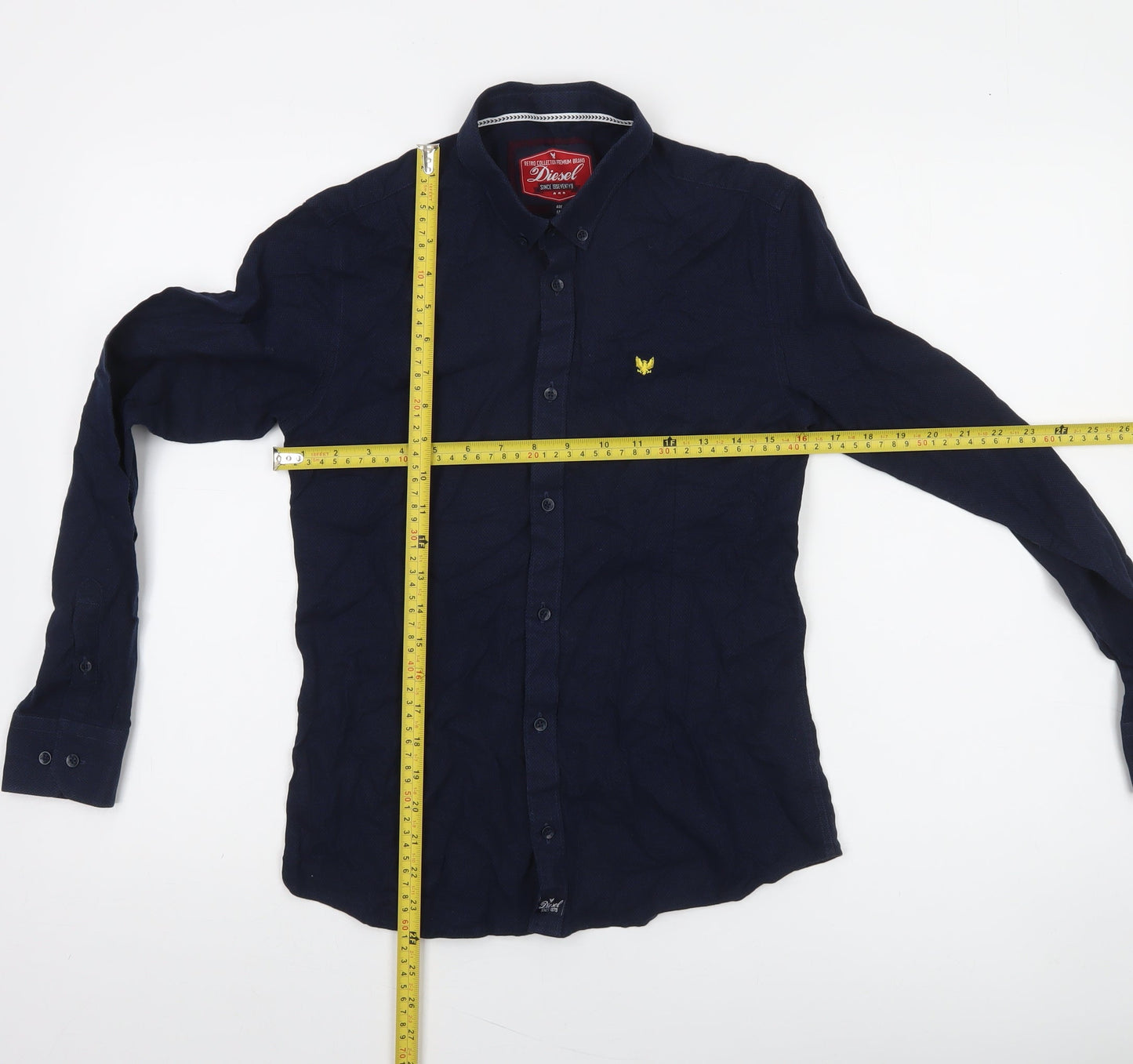 Diesel Boys Navy Blue Long Sleeve Cotton Button-Up Shirt Age 13