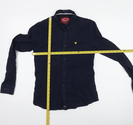 Diesel Boys Navy Blue Long Sleeve Cotton Button-Up Shirt Age 13