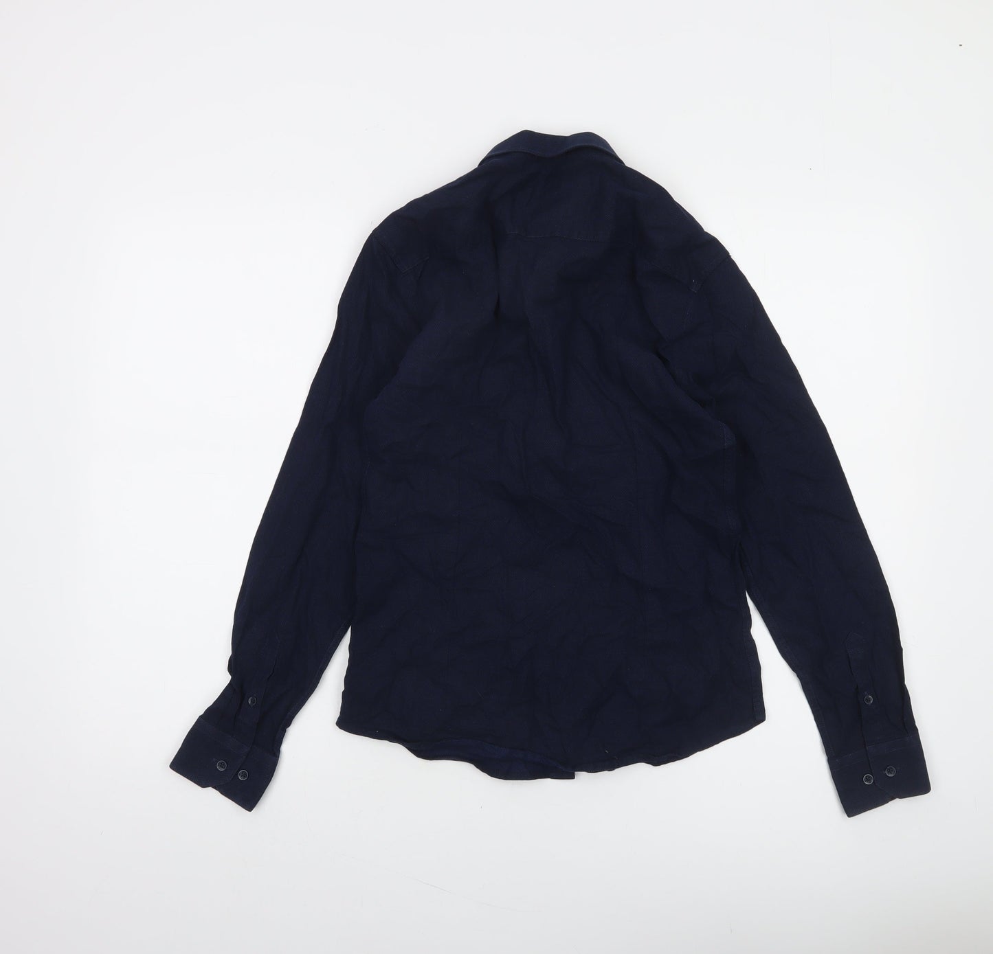 Diesel Boys Navy Blue Long Sleeve Cotton Button-Up Shirt Age 13