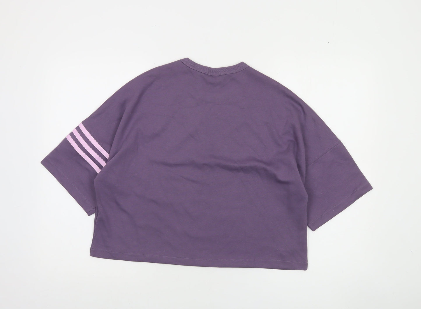 Adidas Womens Purple Cropped T-Shirt M Short Sleeve Crew Neck