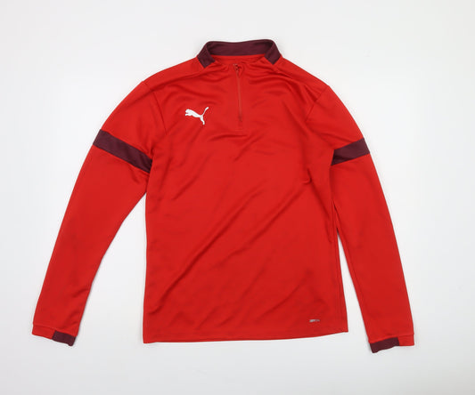 Puma Men Red Long Sleeve 1/4 Zip Athletic Training Top Size M