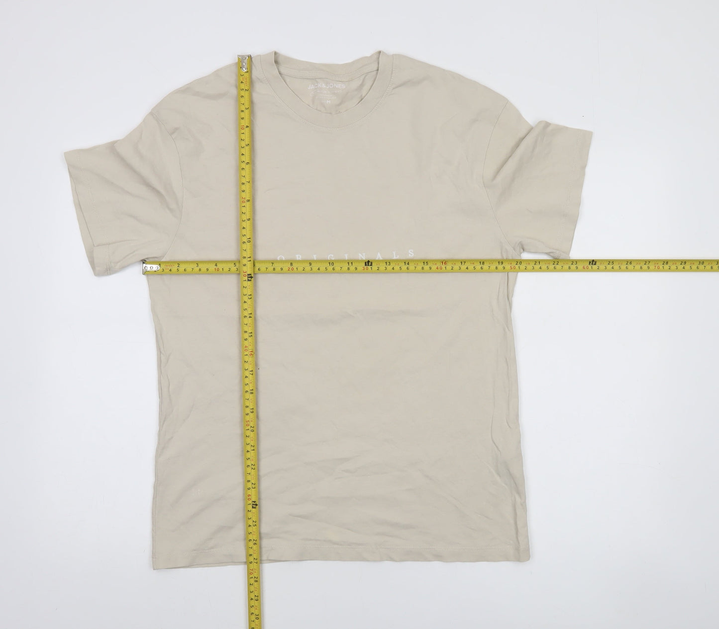 Jack & Jones Mens Beige Originals Cotton Crew Neck T-Shirt Size M