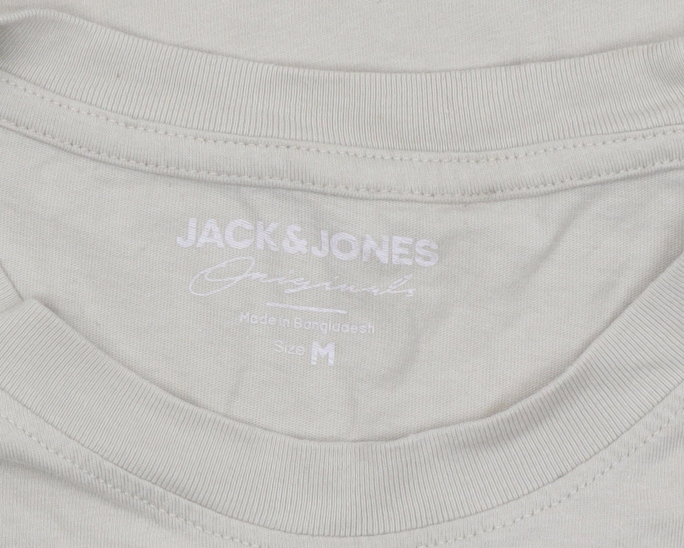 Jack & Jones Mens Beige Originals Cotton Crew Neck T-Shirt Size M