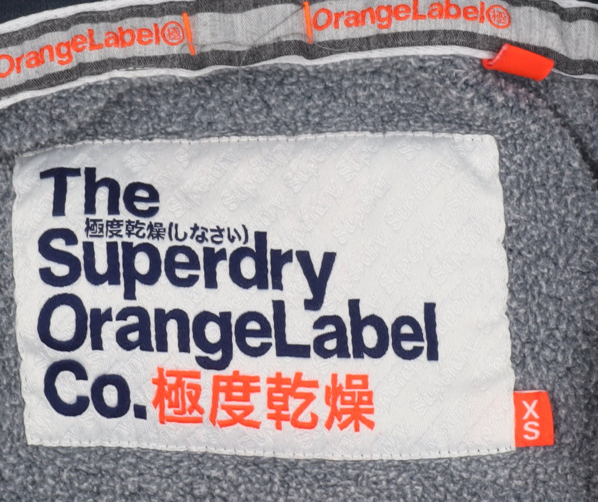 Superdry Womens Navy Full Zip Hoodie XS Orange Label Cotton Blend