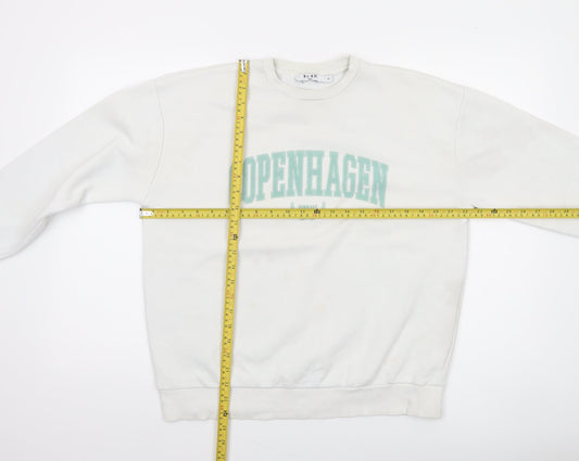 NA-KD Women's White Copenhagen Logo Pullover Sweatshirt XS