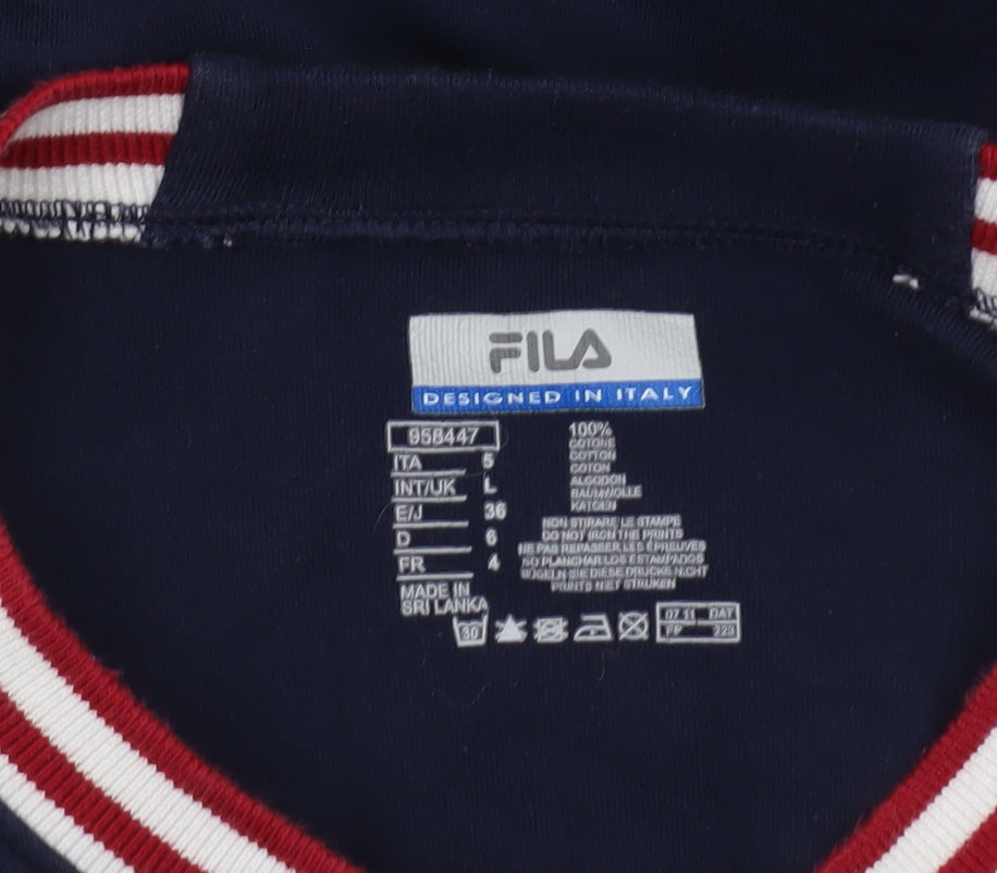 FILA Mens Blue Long Sleeve Henley Sweatshirt Size L Sports Style