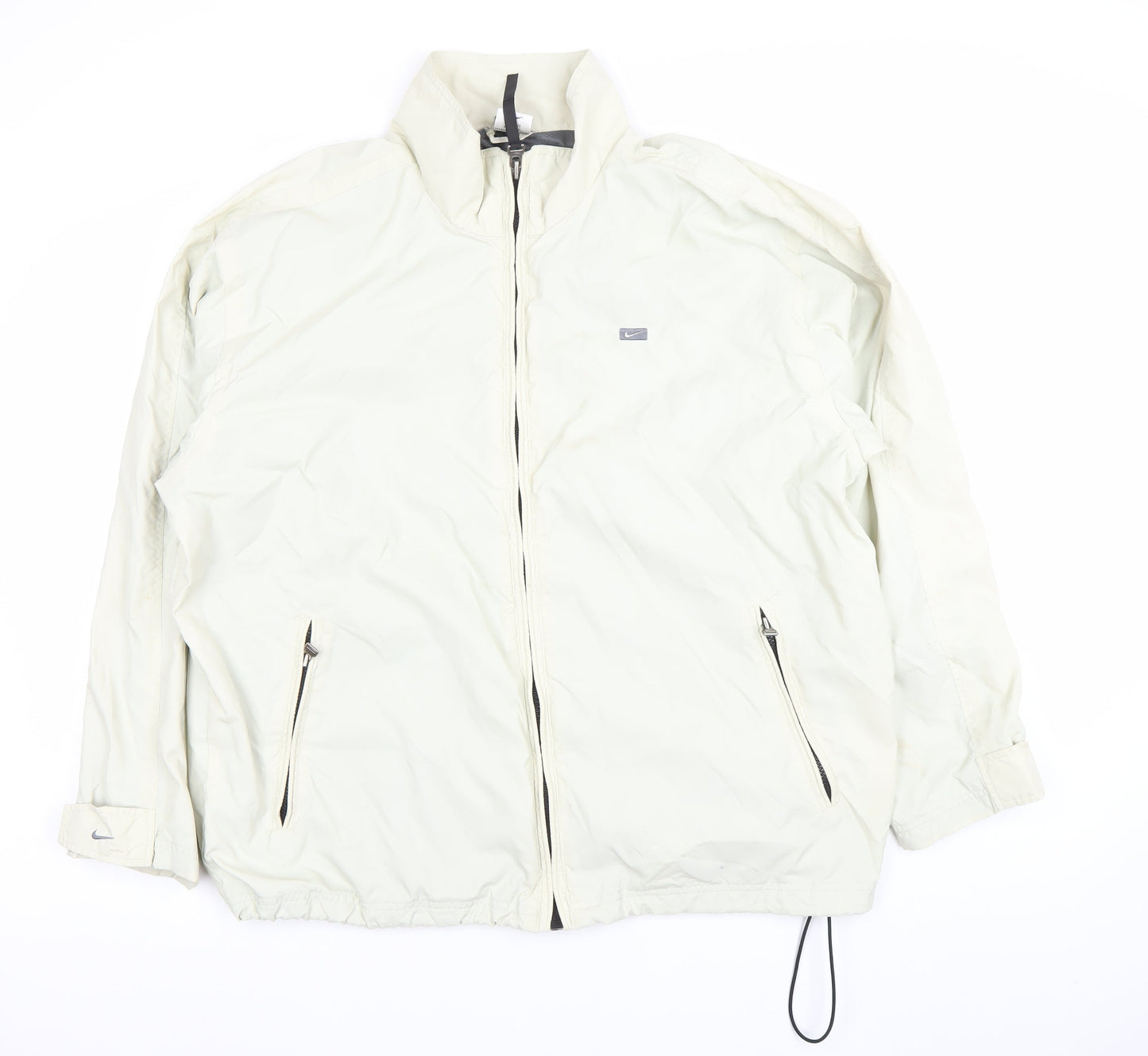 Nike Men's White Windbreaker Jacket L 41in Nylon Full Zip Sportswear